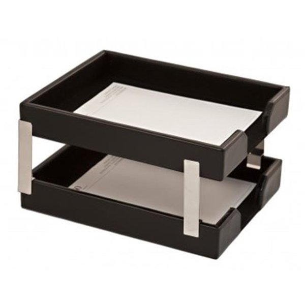 Eva-Dry/Momentum Sales & Mktg Dacasso a1422 Econo-Line Double Letter Trays - Black Leather a1422